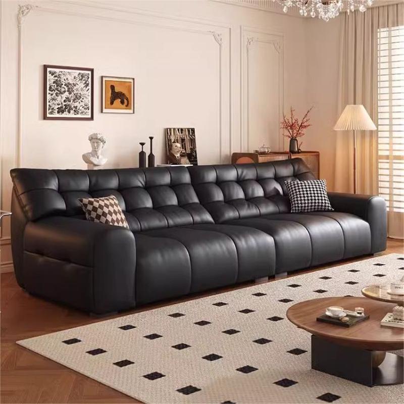 Vintage Style Big Black Bear Genuine Leather Sofa