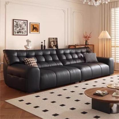 Vintage Style Big Black Bear Genuine Leather Sofa