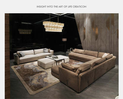 Italian Style New Modern Light Luxury Hong Kong Style visionnaire Envelope Sofa Corner Villa Matte Leather Sofa