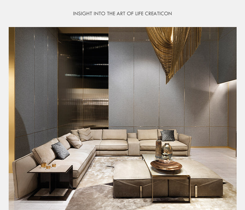 Italian Style New Modern Light Luxury Hong Kong Style visionnaire Envelope Sofa Corner Villa Matte Leather Sofa