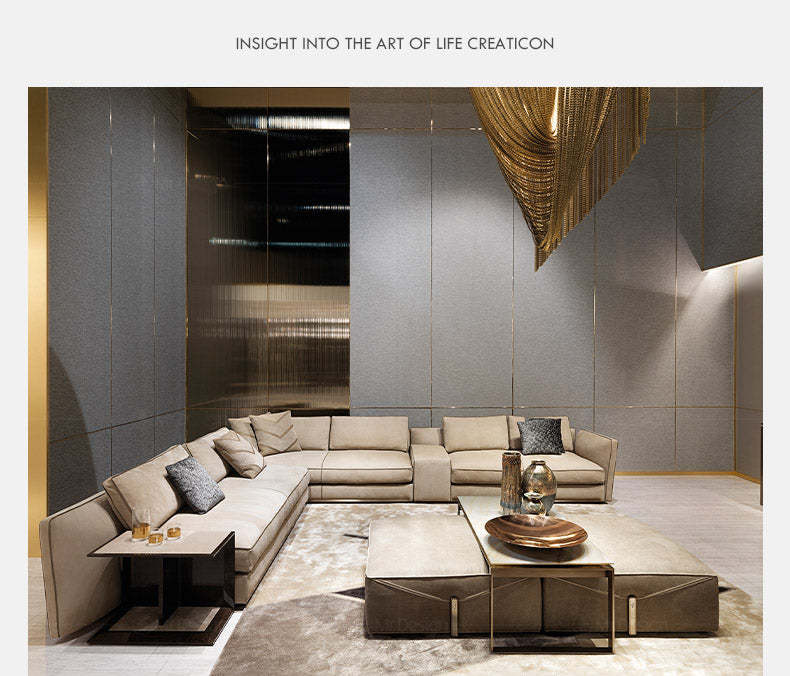 Italian Style New Modern Light Luxury Hong Kong Style visionnaire Envelope Sofa Corner Villa Matte Leather Sofa