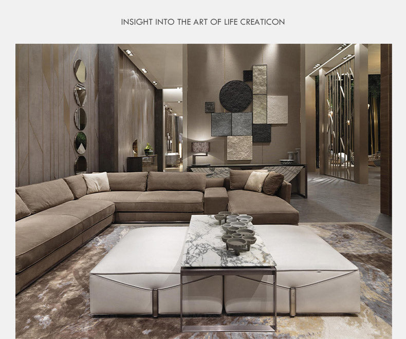 Italian Style New Modern Light Luxury Hong Kong Style visionnaire Envelope Sofa Corner Villa Matte Leather Sofa