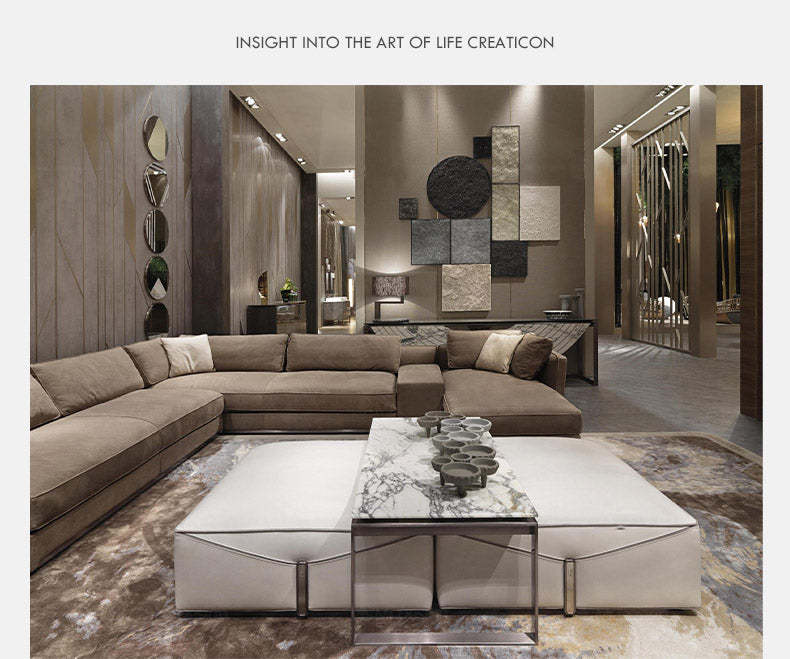 Italian Style New Modern Light Luxury Hong Kong Style visionnaire Envelope Sofa Corner Villa Matte Leather Sofa