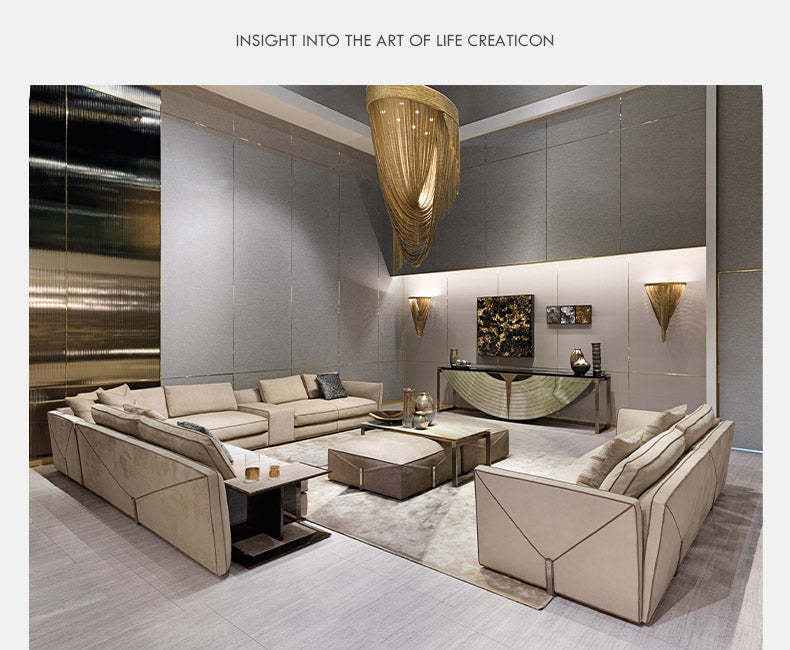 Italian Style New Modern Light Luxury Hong Kong Style visionnaire Envelope Sofa Corner Villa Matte Leather Sofa