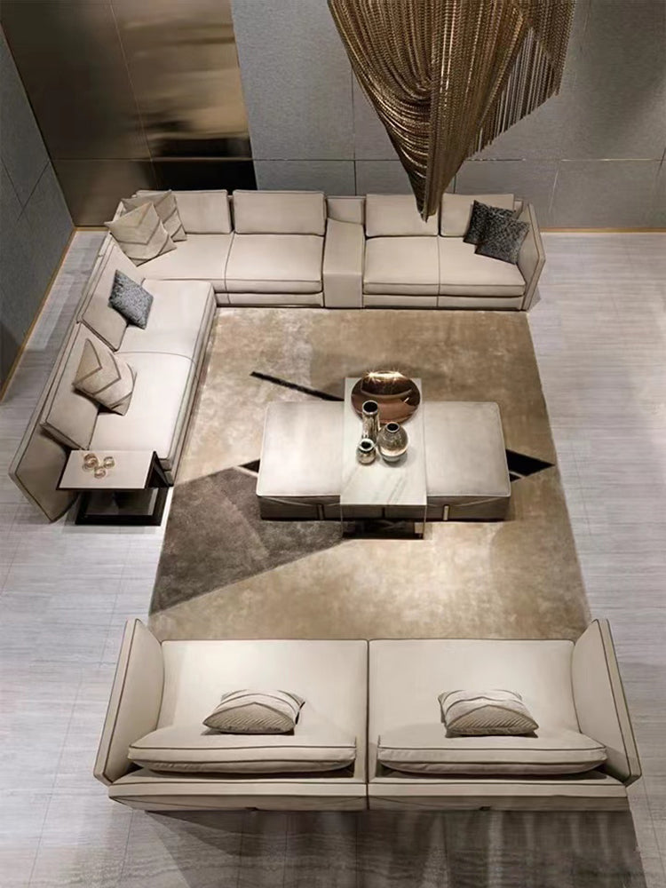 Italian Style New Modern Light Luxury Hong Kong Style visionnaire Envelope Sofa Corner Villa Matte Leather Sofa