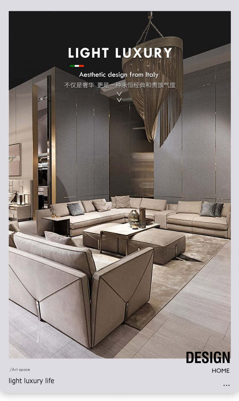 Italian Style New Modern Light Luxury Hong Kong Style visionnaire Envelope Sofa Corner Villa Matte Leather Sofa