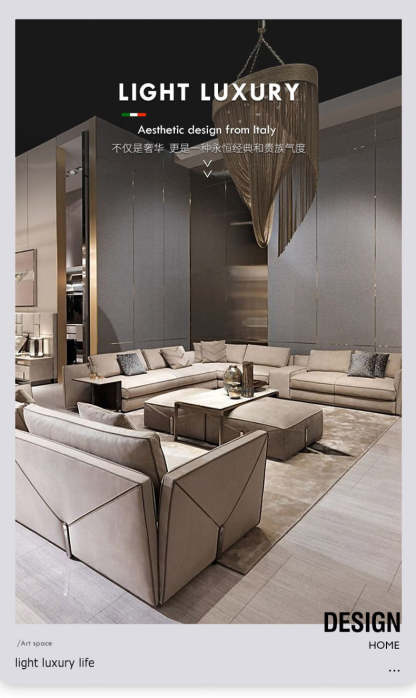 Italian Style New Modern Light Luxury Hong Kong Style visionnaire Envelope Sofa Corner Villa Matte Leather Sofa