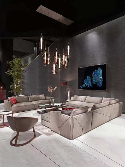 Italian Style New Modern Light Luxury Hong Kong Style visionnaire Envelope Sofa Corner Villa Matte Leather Sofa