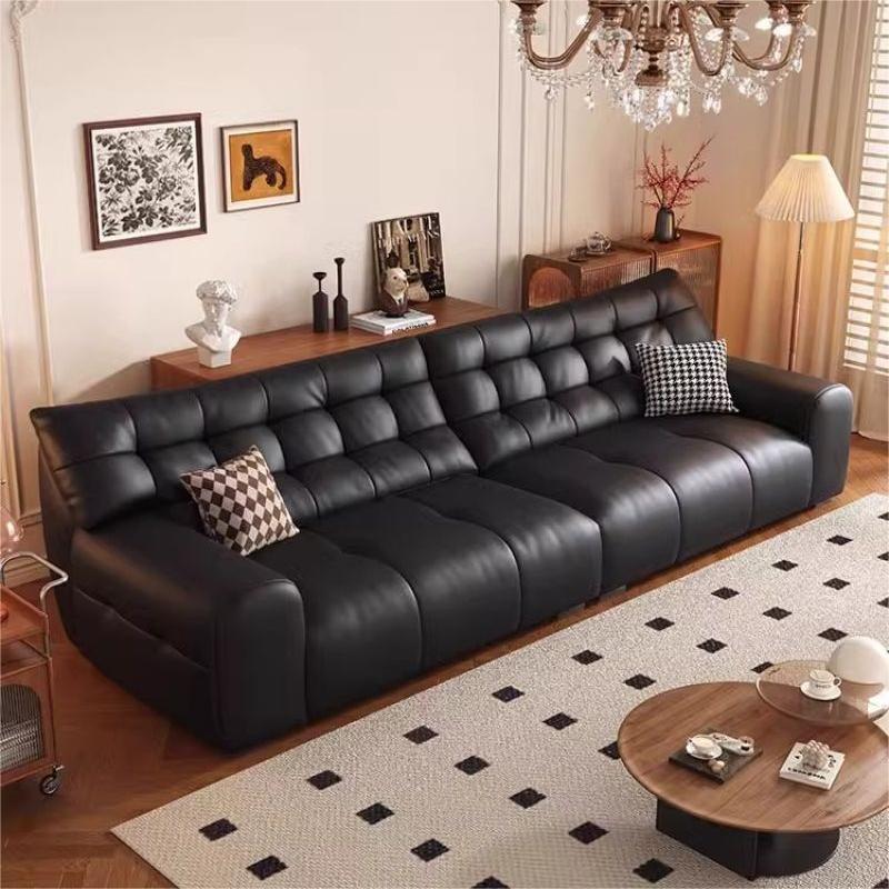 Vintage Style Big Black Bear Genuine Leather Sofa