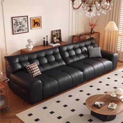 Vintage Style Big Black Bear Genuine Leather Sofa