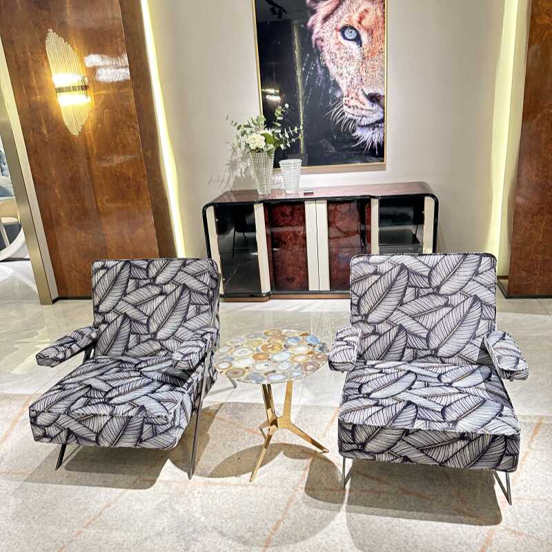 Italian Light Luxury robertocavalli Cracked Black Genuine Leather Villa Large Flat Living Room Straight Sofa