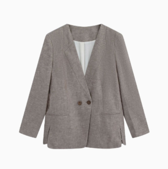 Women's simple and elegant straight-cut long-sleeved blazer/suit jacket for commuting.