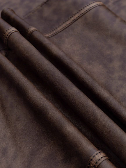 Dark brown urban casual short single-breasted vintage leather jacket