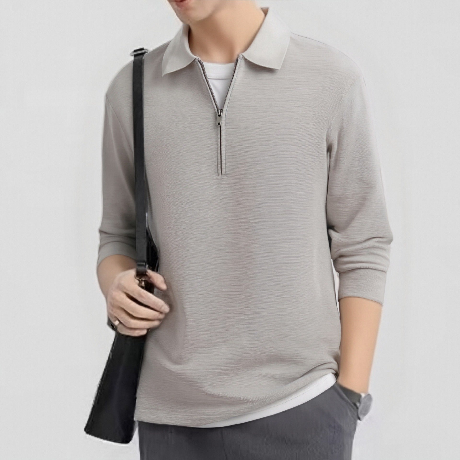 Half-zip casual polo shirt