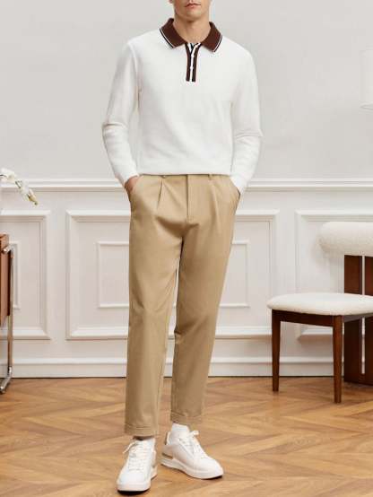 Loose, casual long-sleeved T-shirt/polo shirt