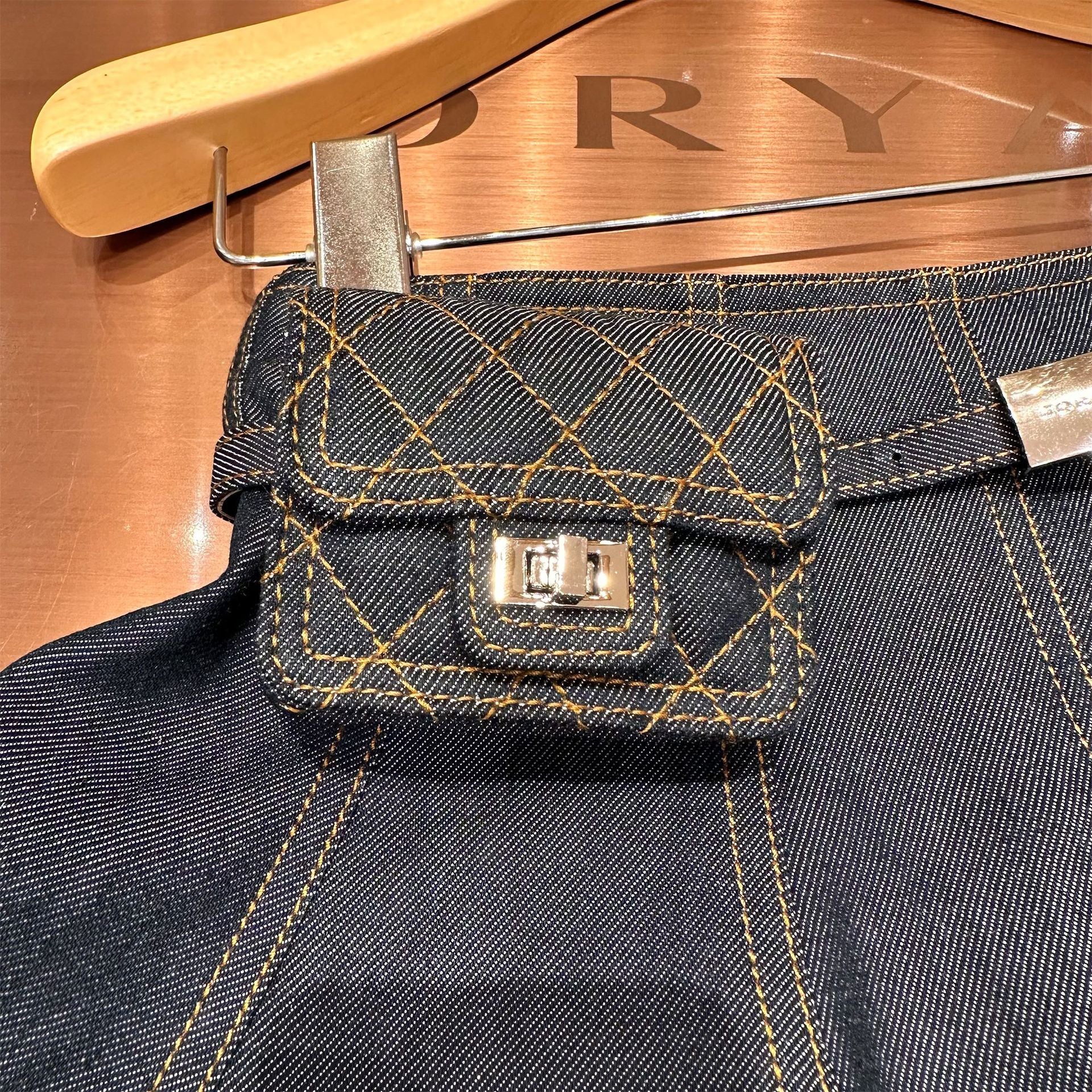 Denim mini skirt with pocket design