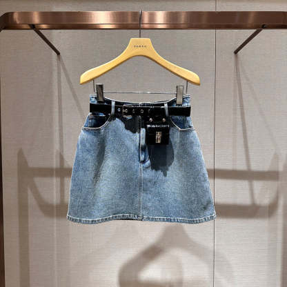 A-line denim skirt