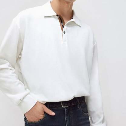Casual and versatile long-sleeved collared polo shirt