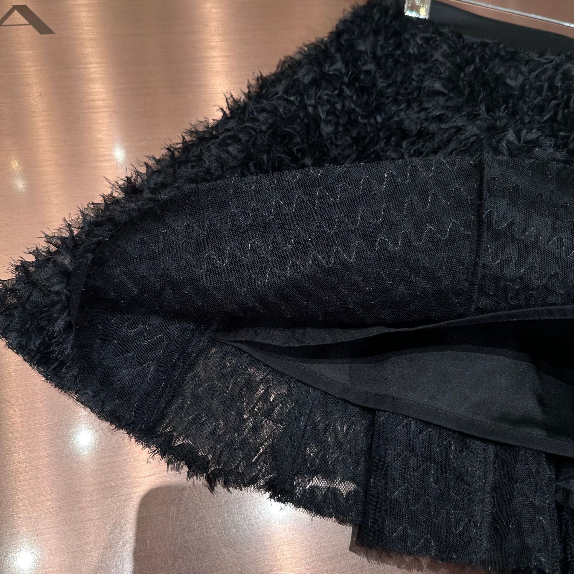 Mesh fabric, natural waist, elegant midi skirt