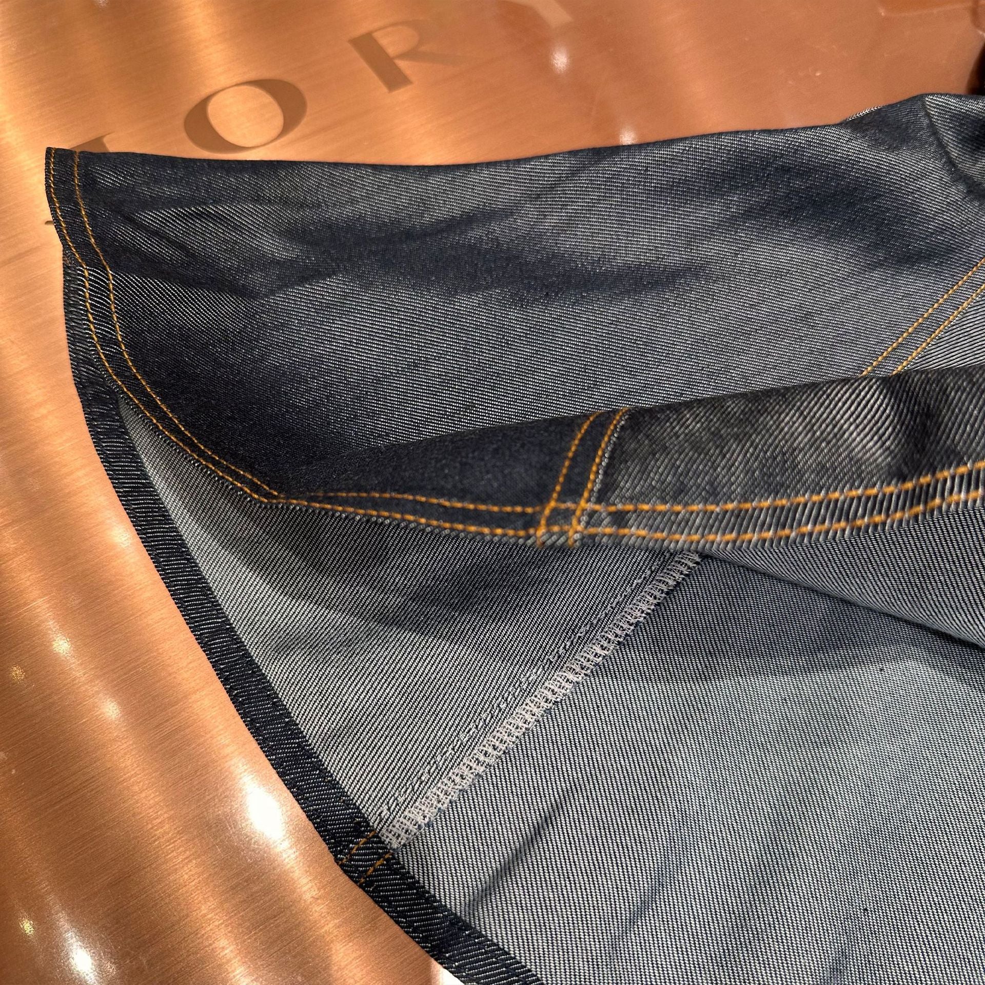 Denim mini skirt with pocket design