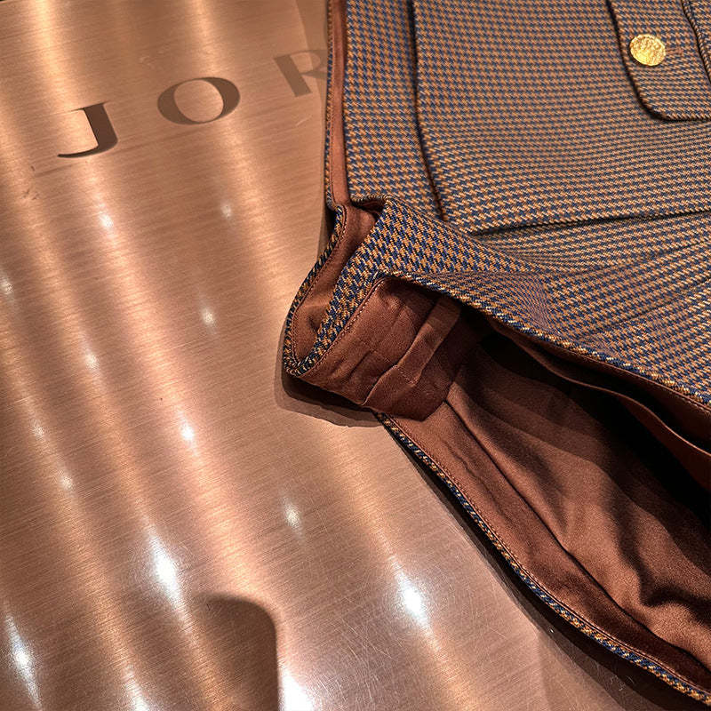 Checked casual versatile wide-leg shorts