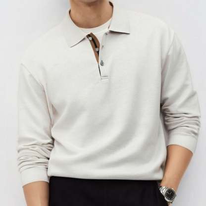 Casual and versatile long-sleeved collared polo shirt