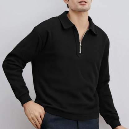 Half-zip loose-fitting casual polo shirt