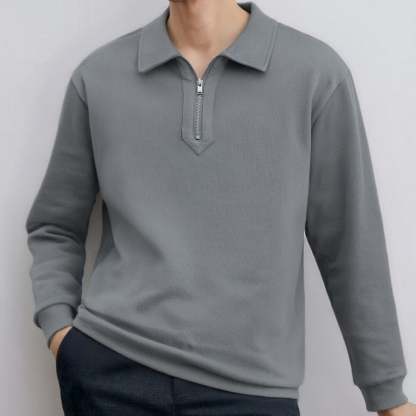 Half-zip loose-fitting casual polo shirt