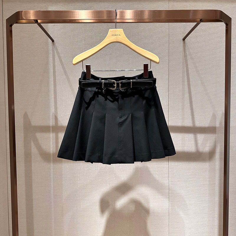 College-style A-line pleated short skirt