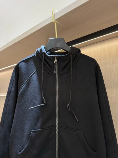 Athletic zip-up hooded cardigan sweatshirt