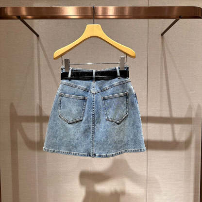 A-line denim skirt