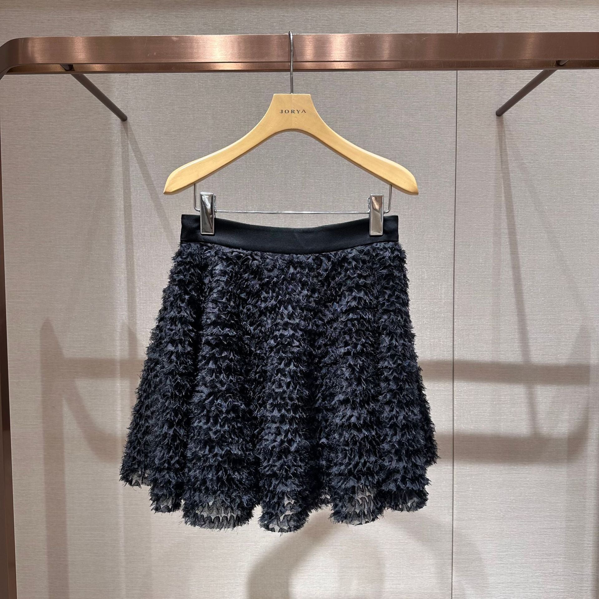 Mesh fabric, natural waist, elegant midi skirt