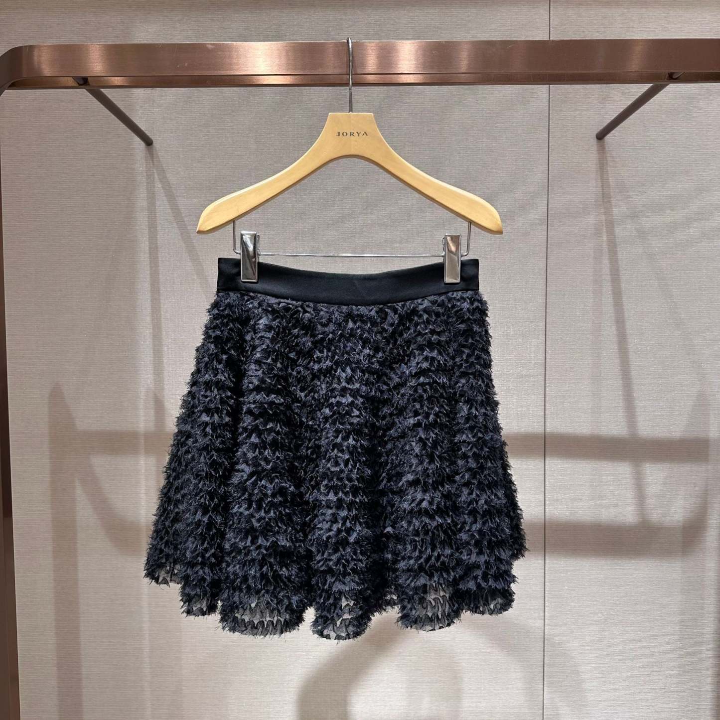 Mesh fabric, natural waist, elegant midi skirt