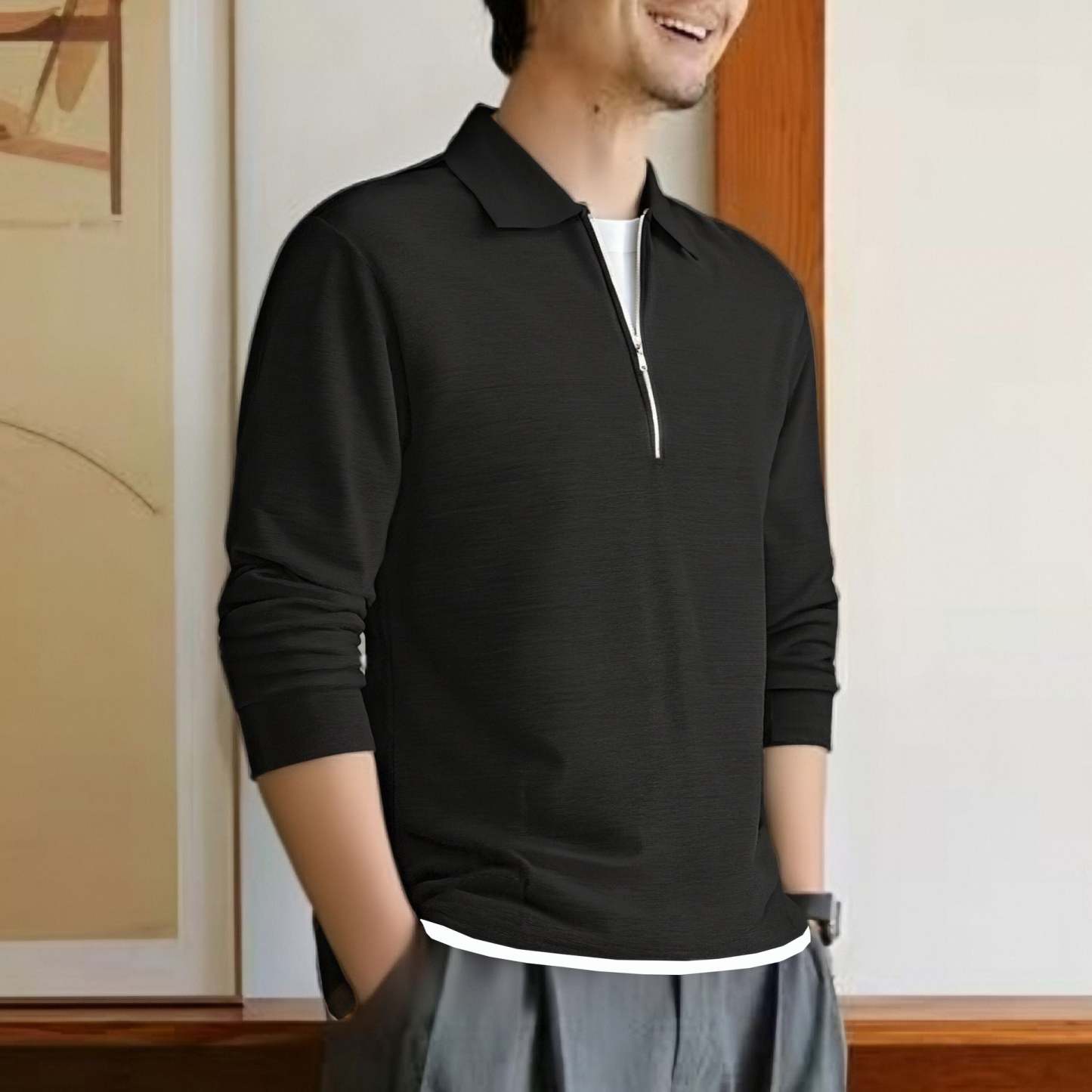 Half-zip casual polo shirt