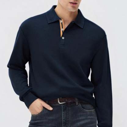 Casual and versatile long-sleeved collared polo shirt