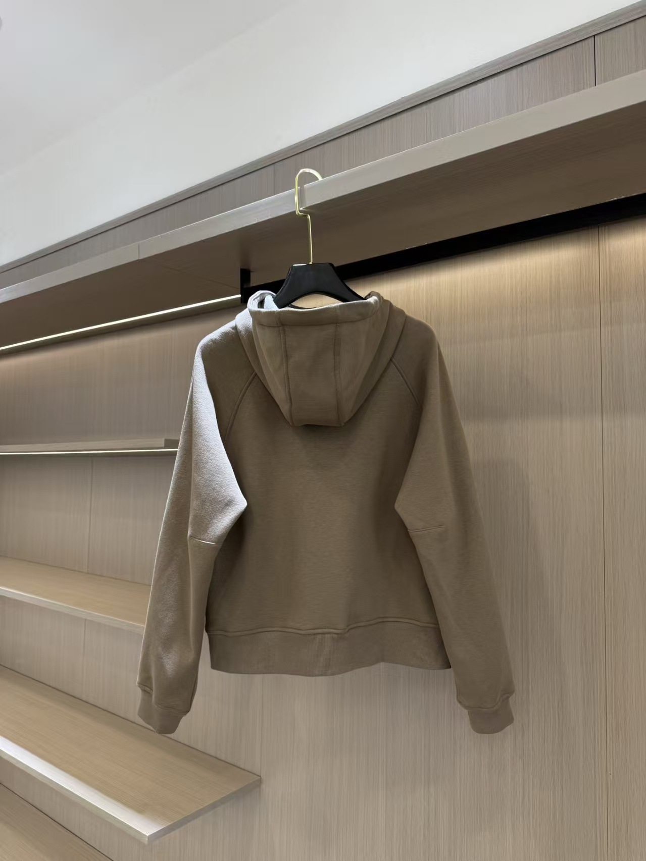 Athletic zip-up hooded cardigan sweatshirt