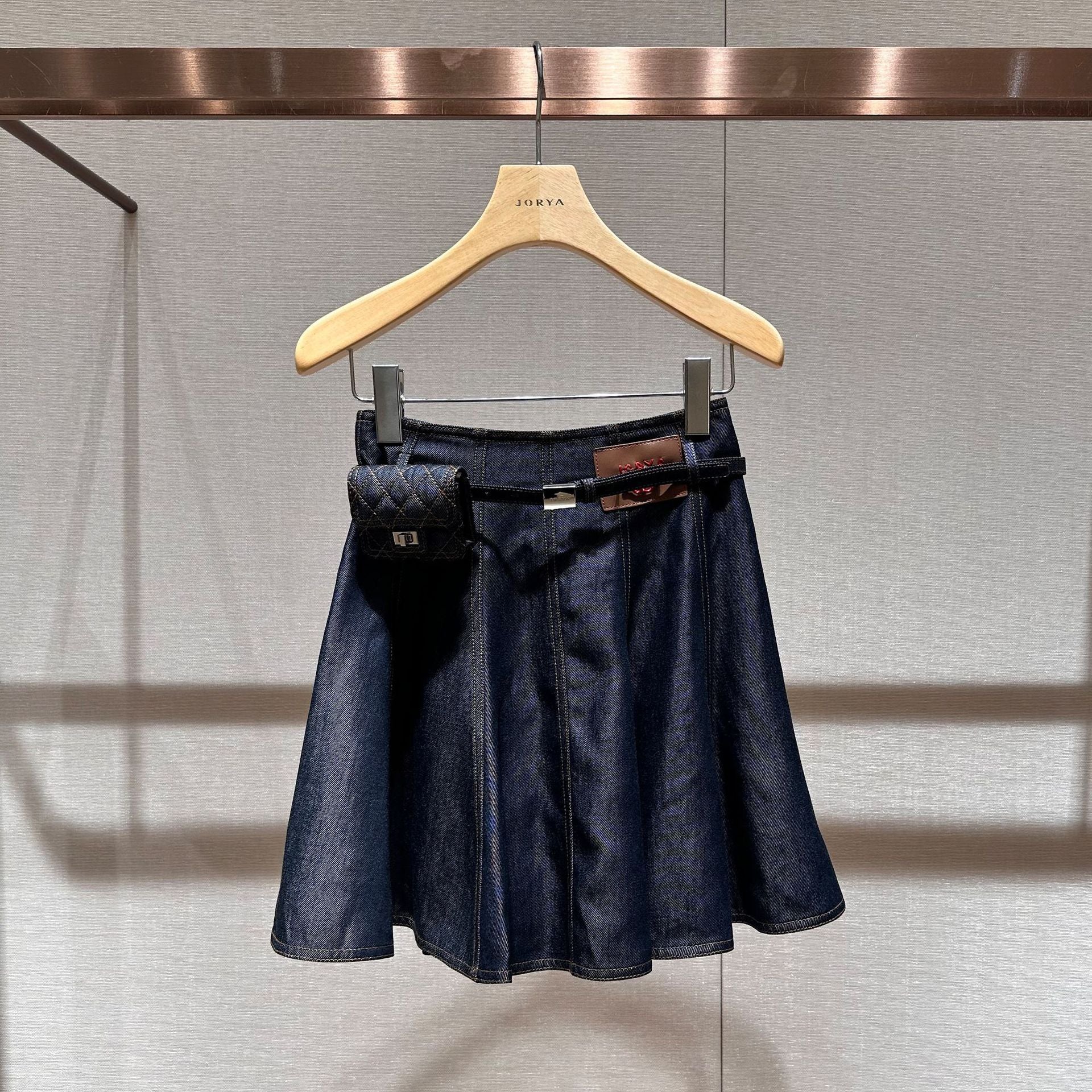 Denim mini skirt with pocket design