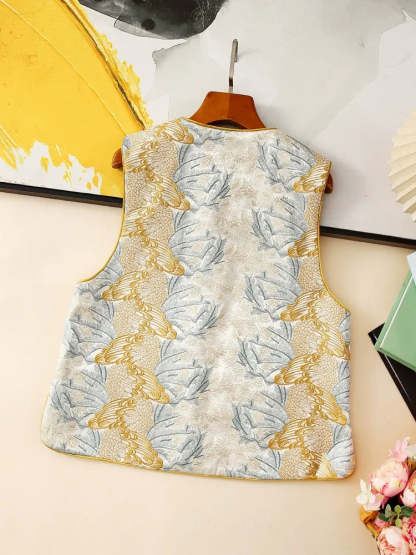 Sleeveless vest, round-neck jacket, embroidered jacket