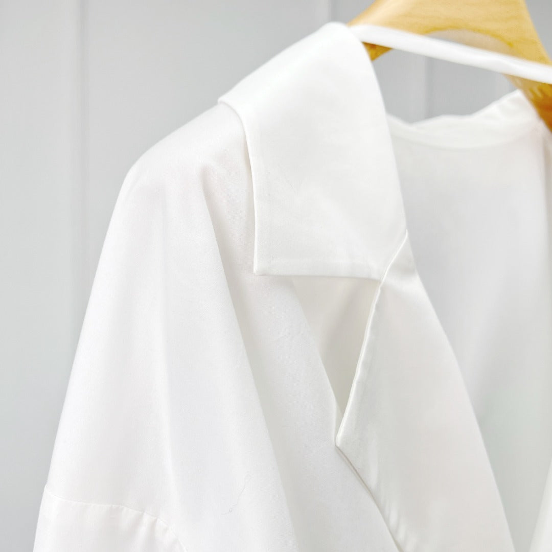 Women's Oversized-Fit Cotton Stretch Poplin Button-Down Dress Shirt