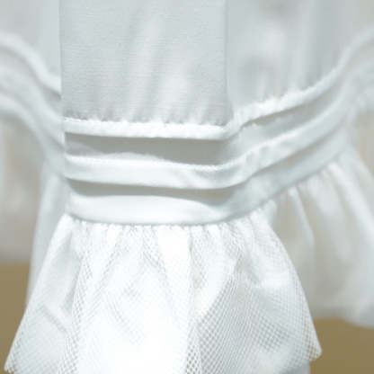 Peter Pan collar, patchwork, wavy hem, single-breasted shirt/blouse