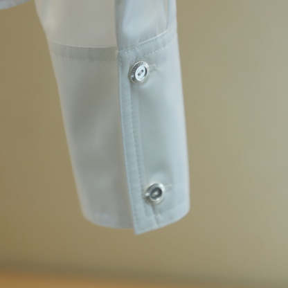 Peter Pan collar, patchwork, wavy hem, single-breasted shirt/blouse