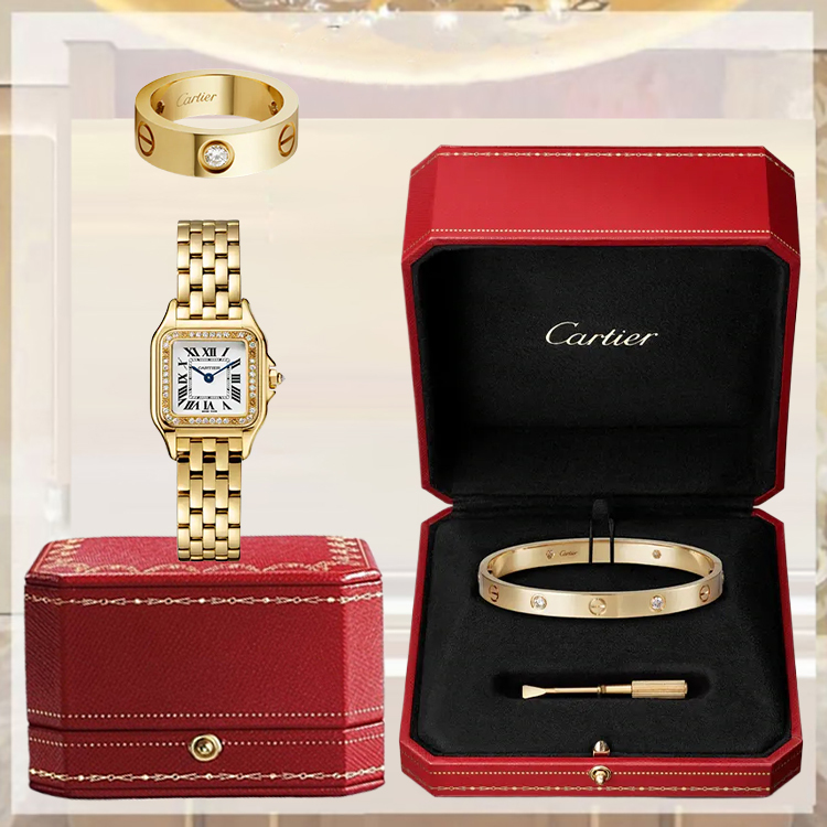 3‑Piece Carthttier Stack –Panthère, Yellow Gold, Diamonds