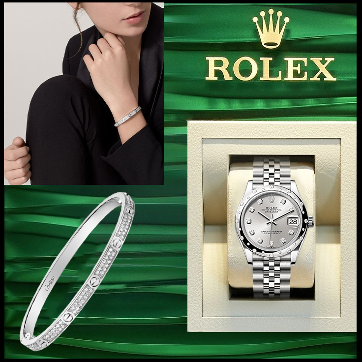 LOVE BRACELET, SMALL MODEL, PAVED & DATEJUST 31 OYSTER, 31 MM