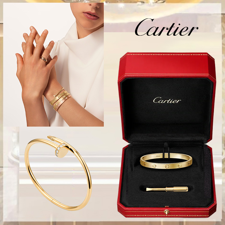 LOVE BRACELET, CLASSIC MODEL, BRUSHED & JUSTE UN CLOU BRACELET, CLASSIC MODEL, DIAMONDS