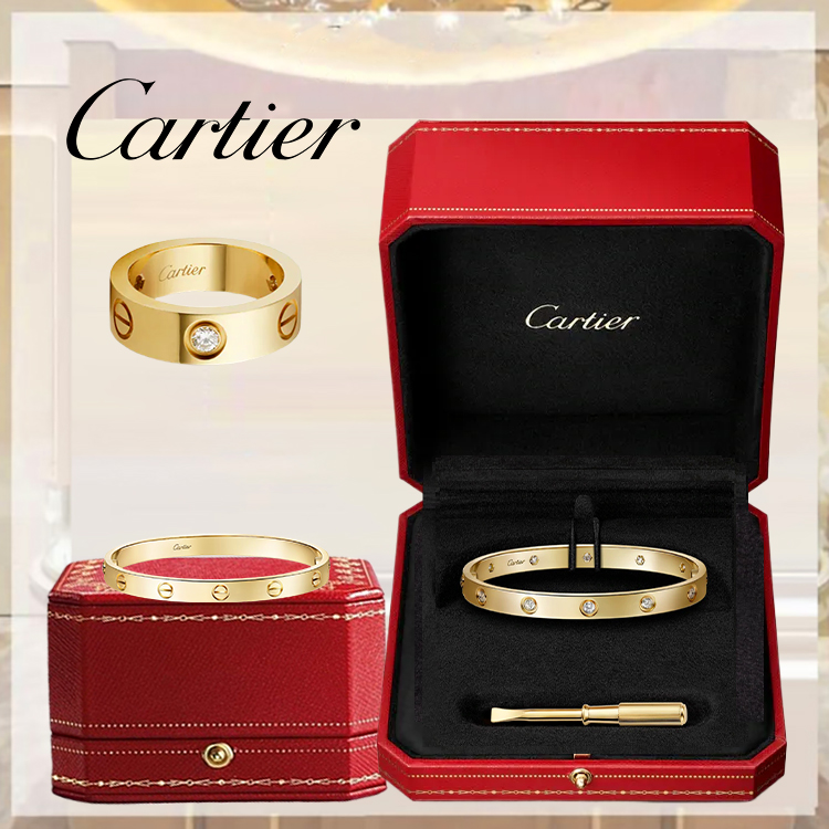 3‑Piece Carthttier Stack – Love, Yellow Gold & Diamonds