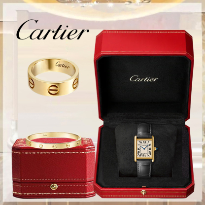 3‑Piece Carthttier Stack – Tank, Yellow Gold Love Bracelet & Ring