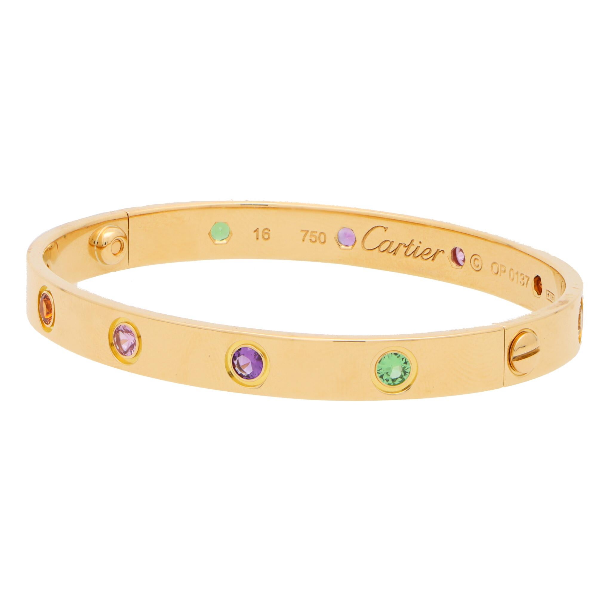 Vintage Carthttier Multi Gem Love Bracelet in 18k Yellow Gold
