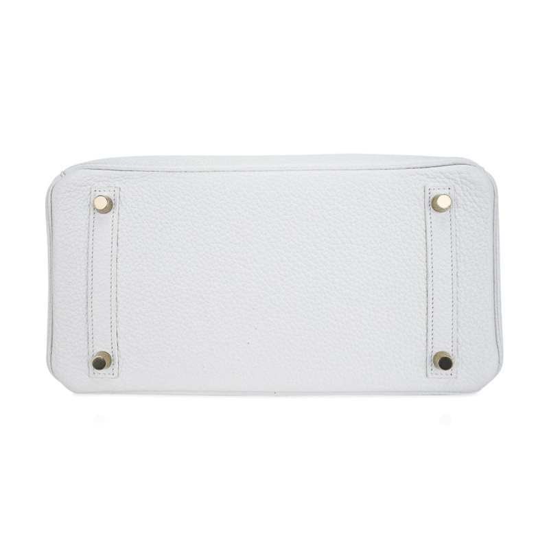 Birkin 30 Bag White Clemence Leather with Gold Hardware