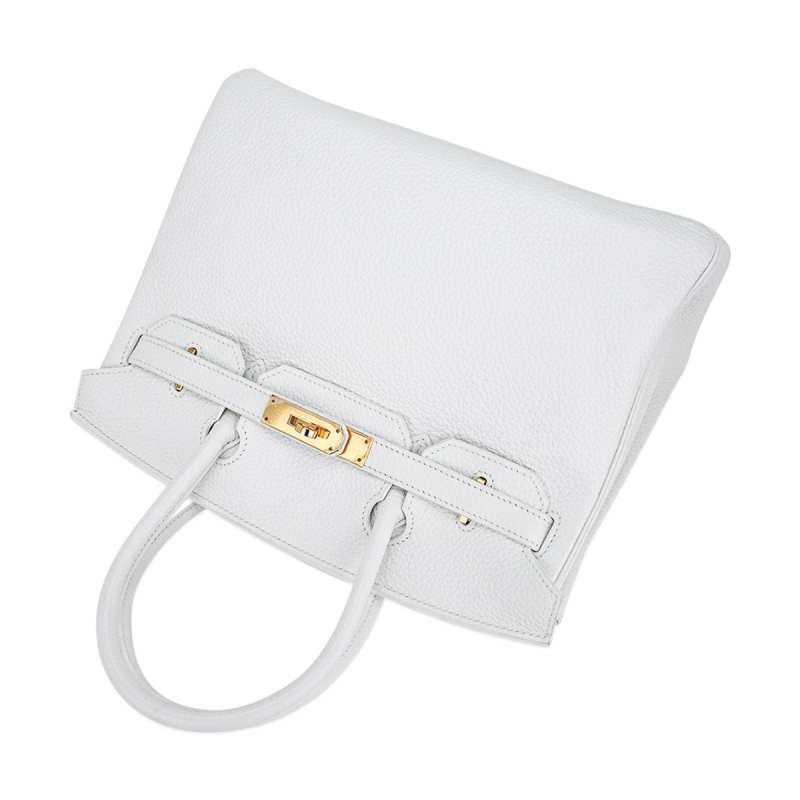 Birkin 30 Bag White Clemence Leather with Gold Hardware
