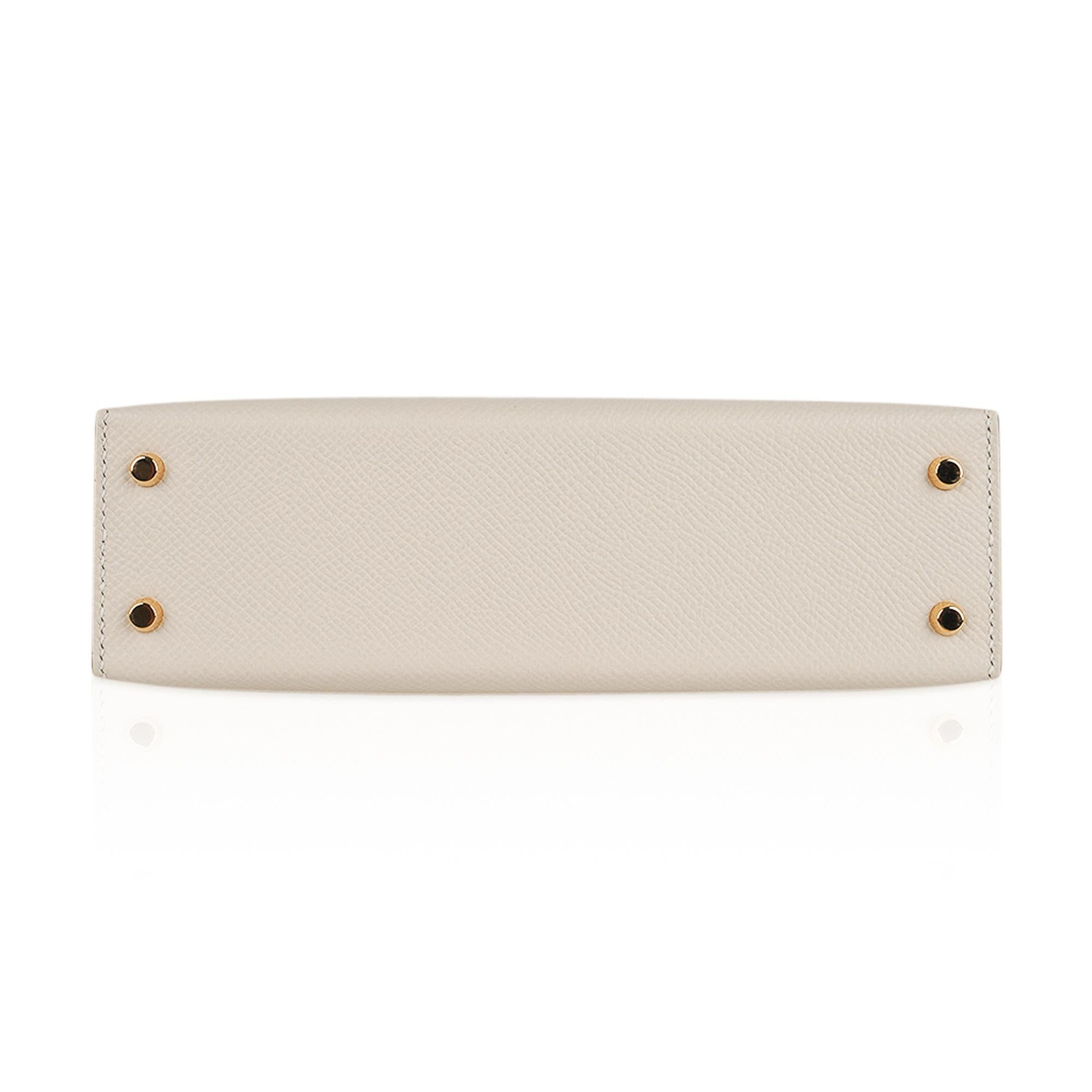 Hermes Kelly 18 Mini Sellier Bag Craie Epsom Leather Gold Hardware